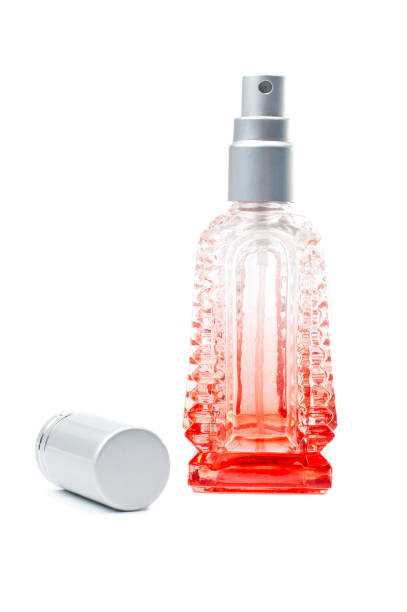 bottle of scent with soft shadow on white background bottle of scent with soft shadow on white background